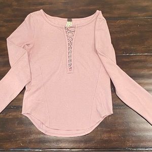 Free People lavender long sleeve with detailing